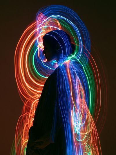 Neon Light Portrait Photography Poster. poster