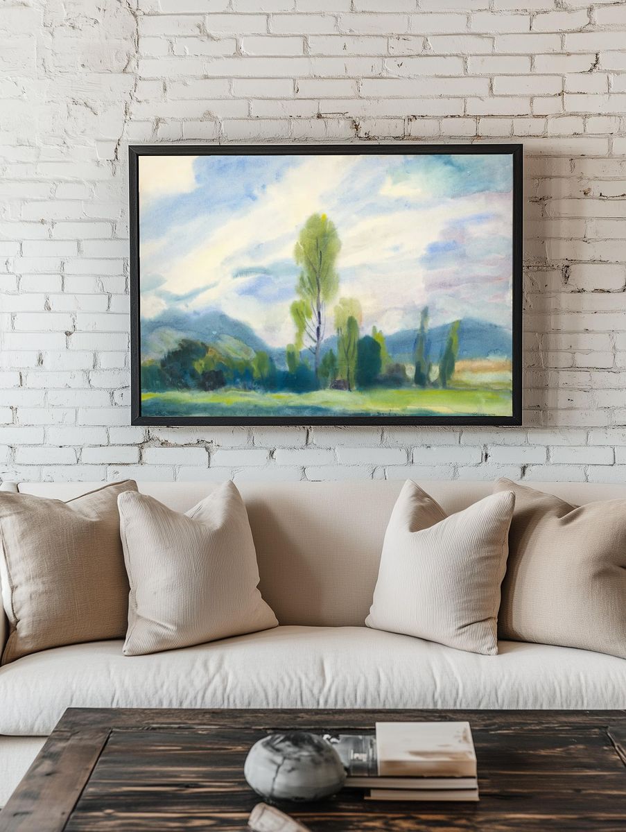 Lush Landscape — Watercolor Print. room preview