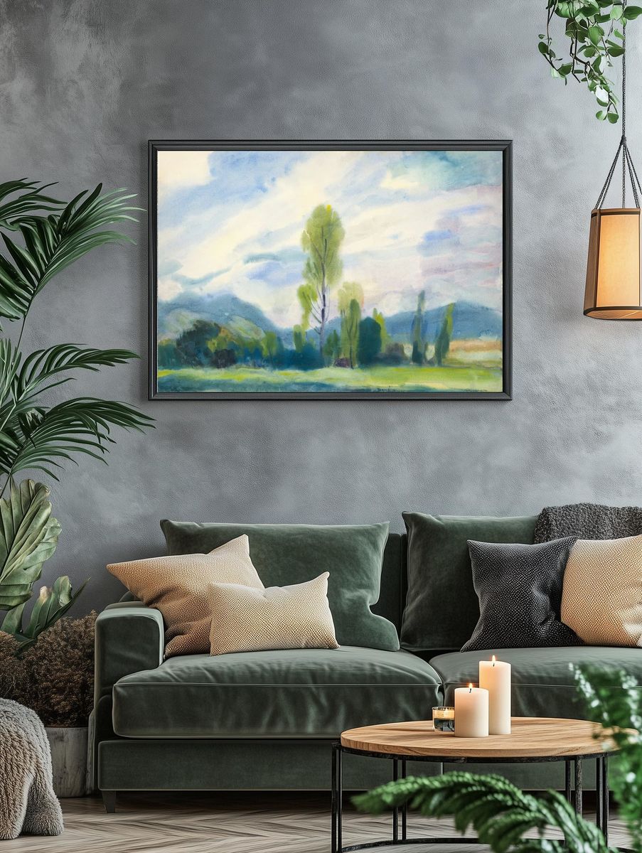 Lush Landscape — Watercolor Print. — room view 4