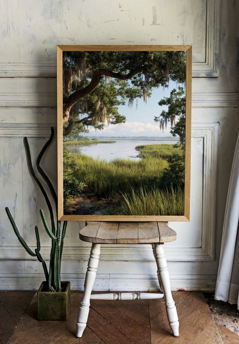 Serene Marsh Landscape Poster. — room view 1