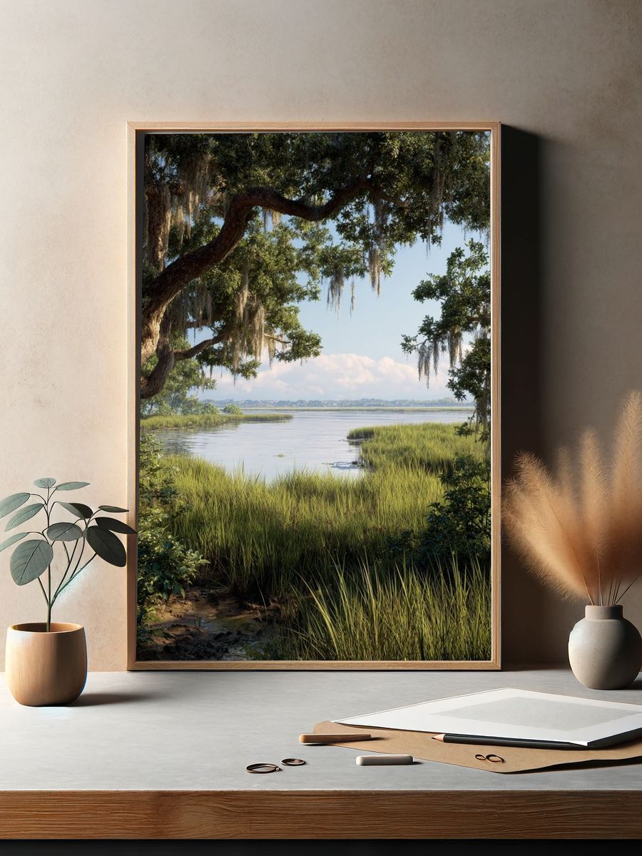 Serene Marsh Landscape Poster. — room view 2