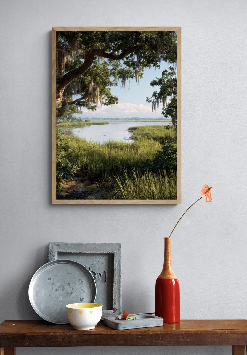 Serene Marsh Landscape Poster. — room view 3
