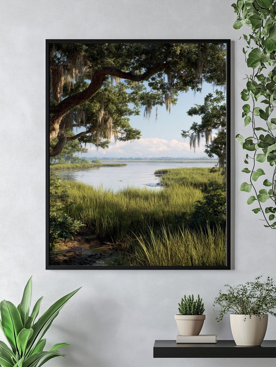 Serene Marsh Landscape Poster. — room view 4