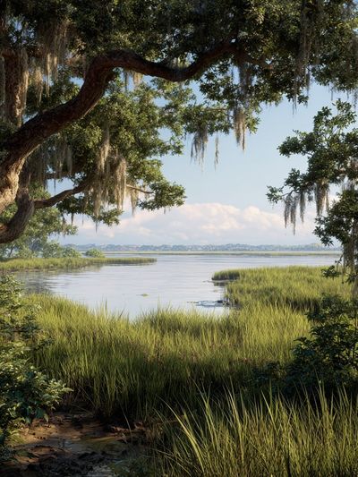 Serene Marsh Landscape Poster. poster
