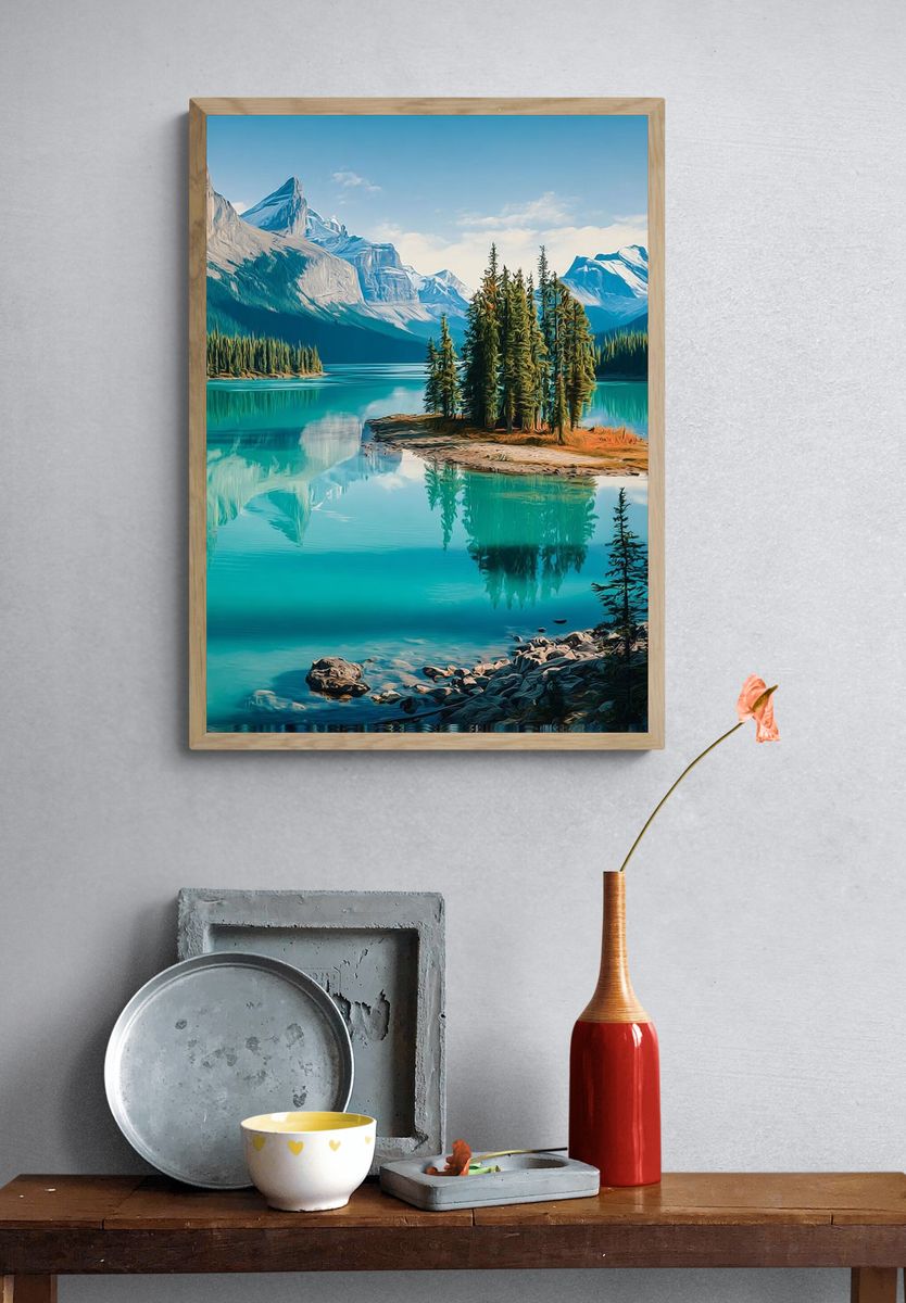 Mountain Lake Reflection — Nature Poster. — room view 3