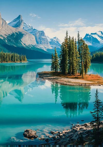 Mountain Lake Reflection — Nature Poster