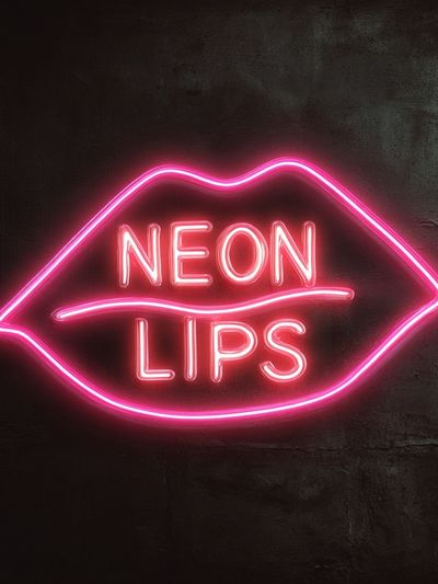 Neon Lips Typography Poster