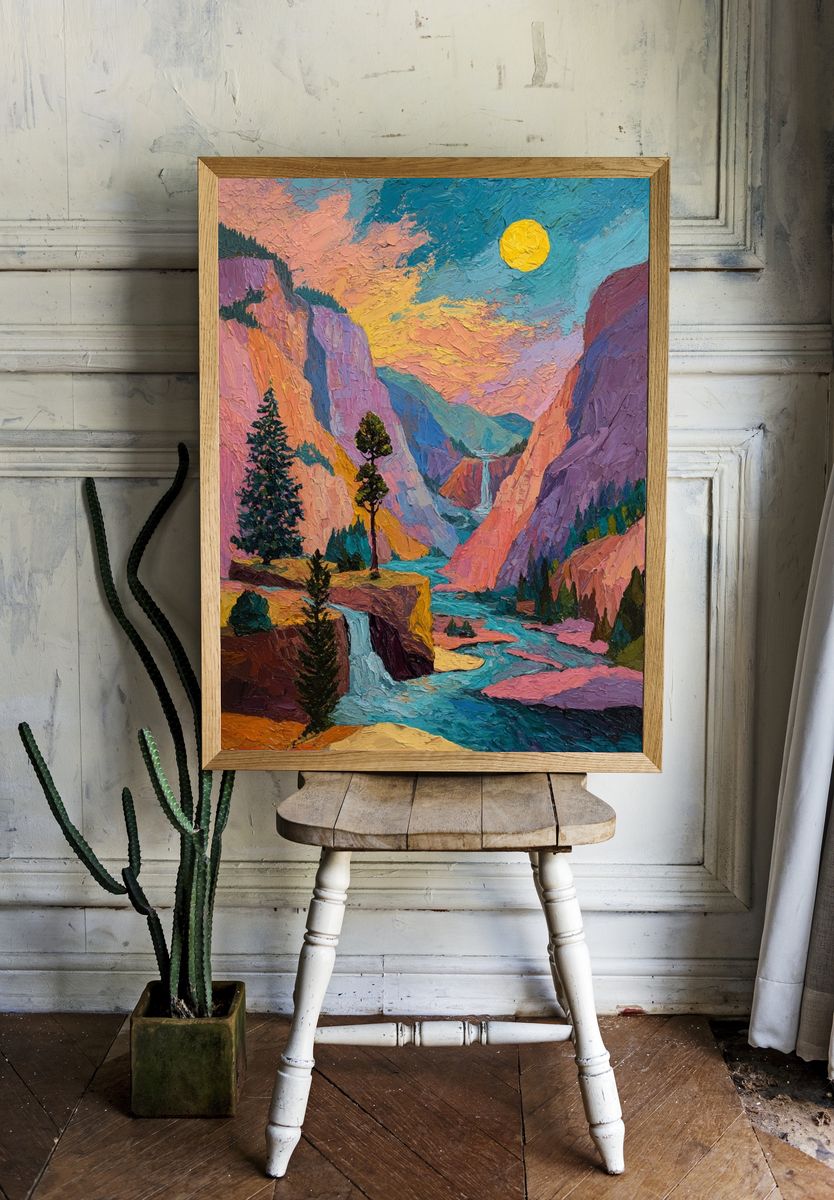 Vibrant Mountain Landscape Poster. room preview