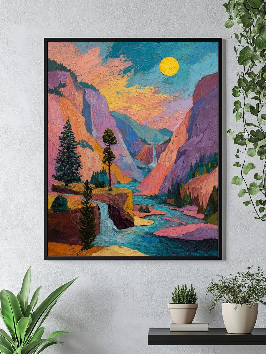 Vibrant Mountain Landscape Poster. — room view 4