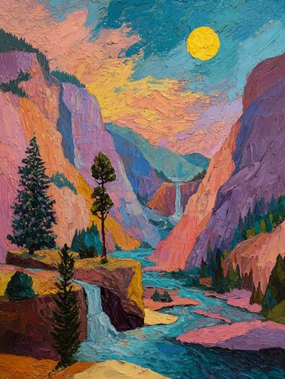 Vibrant Mountain Landscape Poster.