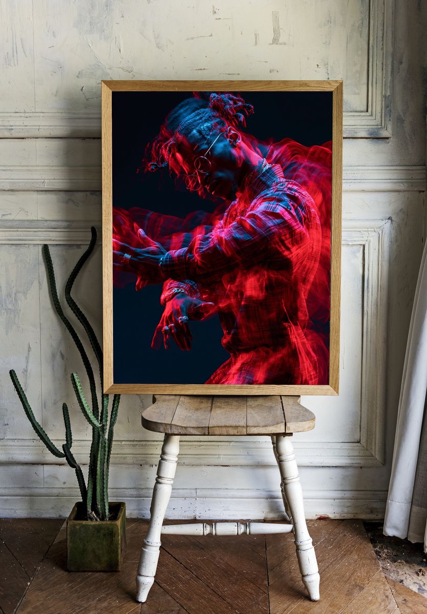 Neon Motion Portrait Print. — room view 1