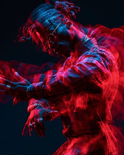 Neon Motion Portrait Print. poster