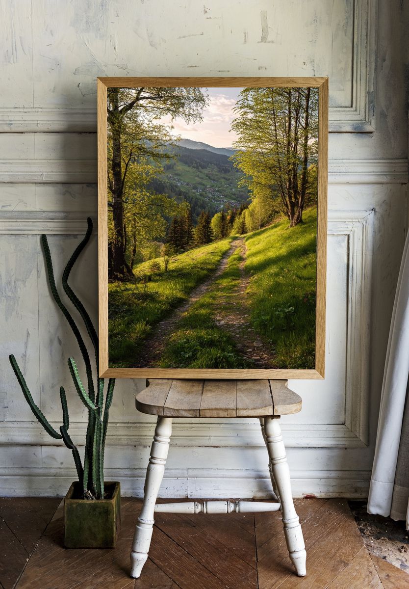 Serene Mountain Path — Nature Poster. room preview