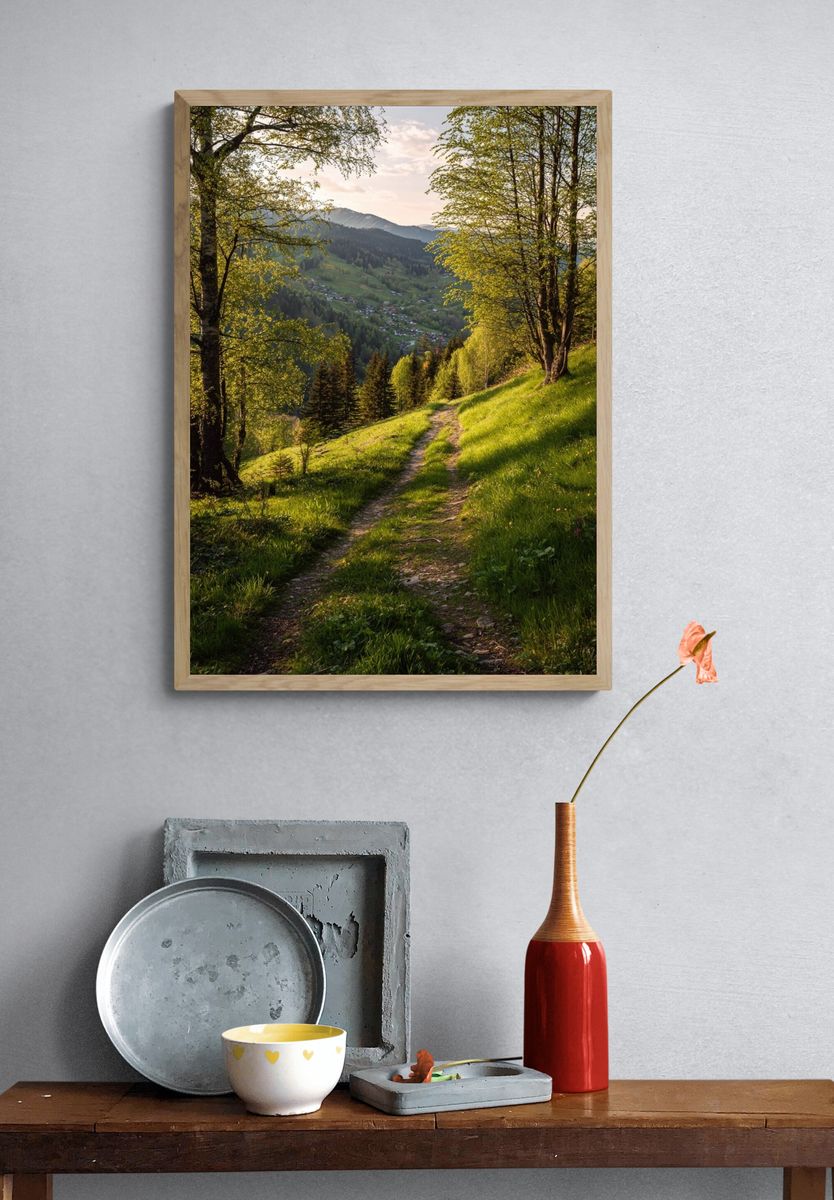 Serene Mountain Path — Nature Poster. — room view 3