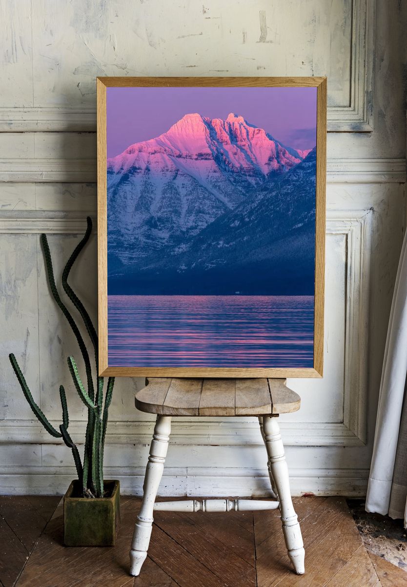 Majestic Mountain Reflection — Nature Poster. — room view 1