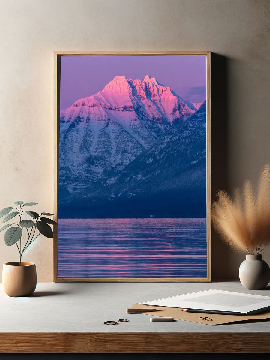 Majestic Mountain Reflection — Nature Poster. — room view 2