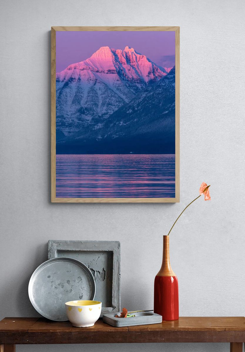 Majestic Mountain Reflection — Nature Poster. — room view 3