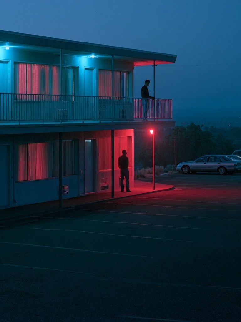 Neon Motel Night Photography Poster. poster detail