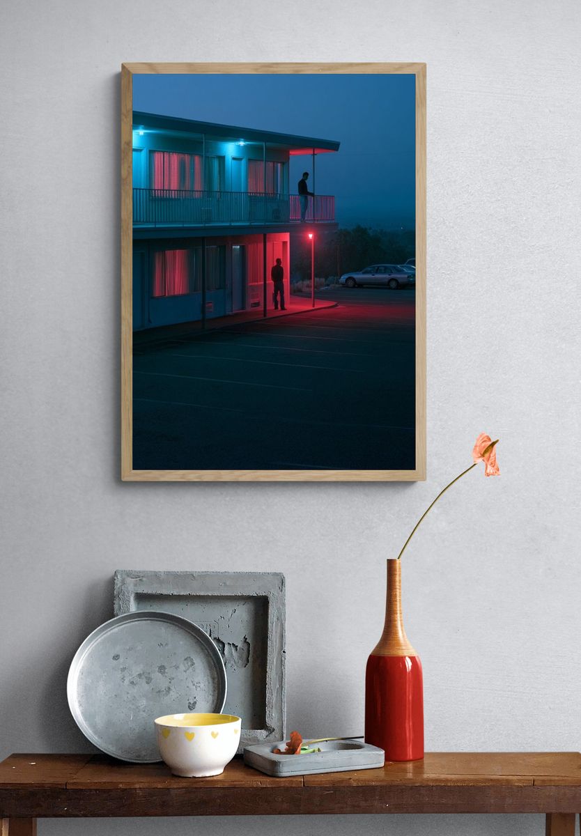 Neon Motel Night Photography Poster. — room view 3