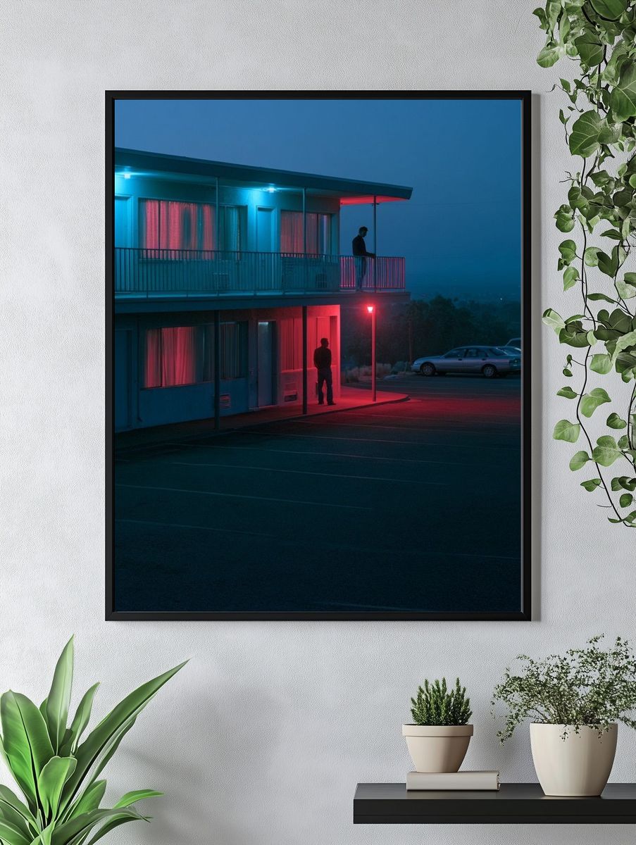 Neon Motel Night Photography Poster. — room view 4