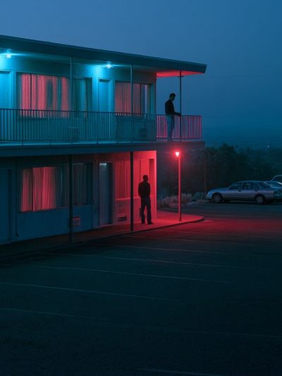 Neon Motel Night Photography Poster. poster