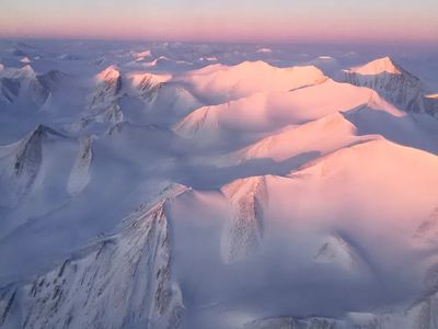 Snowy Mountain Peaks at Dawn — Photography Print.
