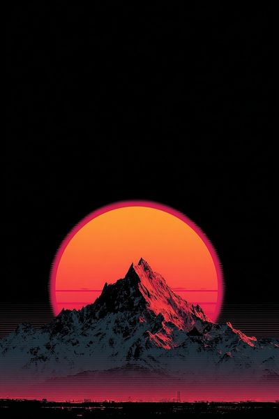 Neon Mountain Sunset Print.