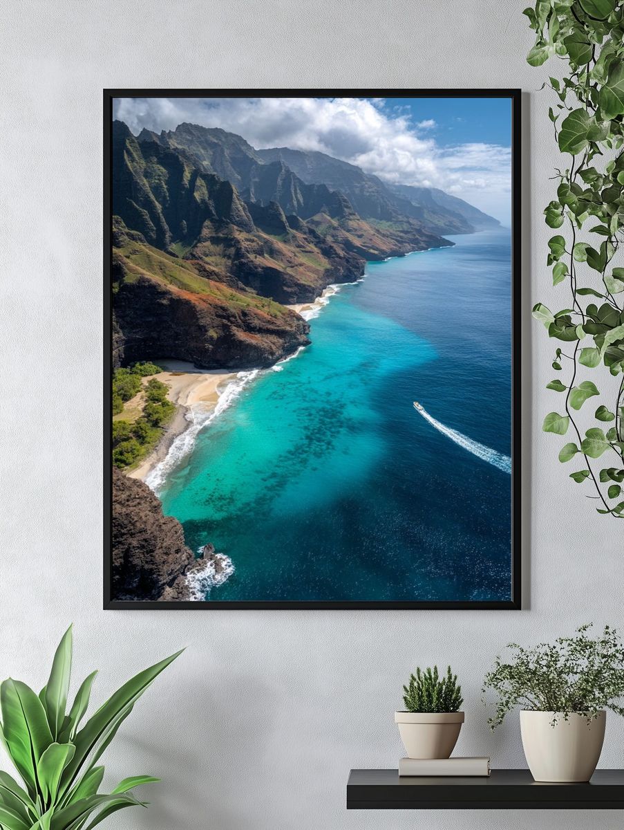Na Pali Coast Aerial Photography Poster. — room view 4