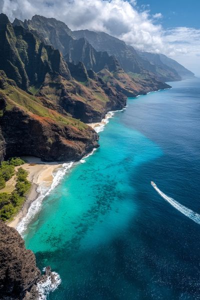 Na Pali Coast Aerial Photography Poster. poster