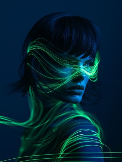 Neon Portrait Digital Art Poster.