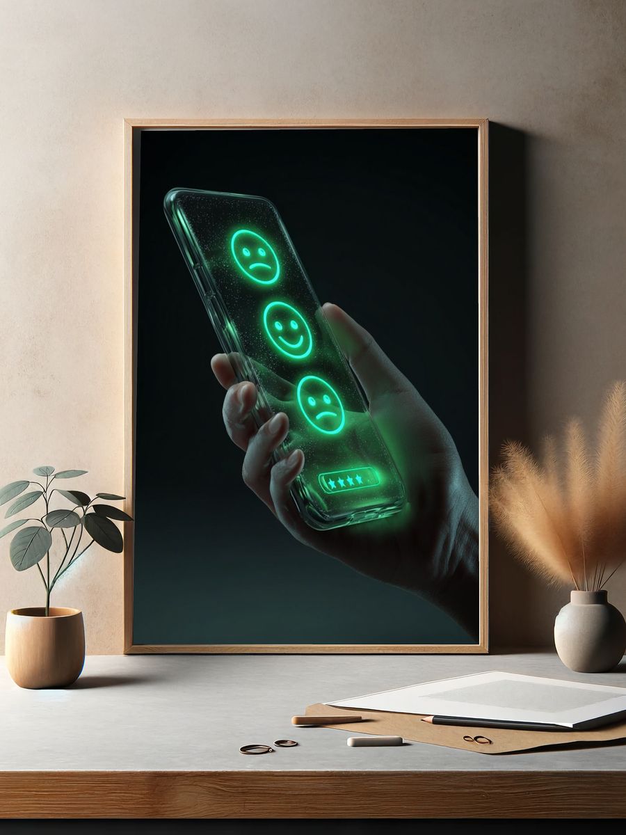 Neon Phone Rating Illustration Poster. — room view 2