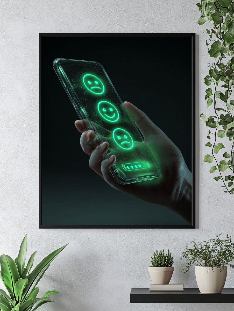 Neon Phone Rating Illustration Poster. — room view 4