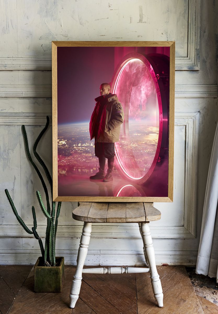 Neon Portal Portrait Poster. room preview