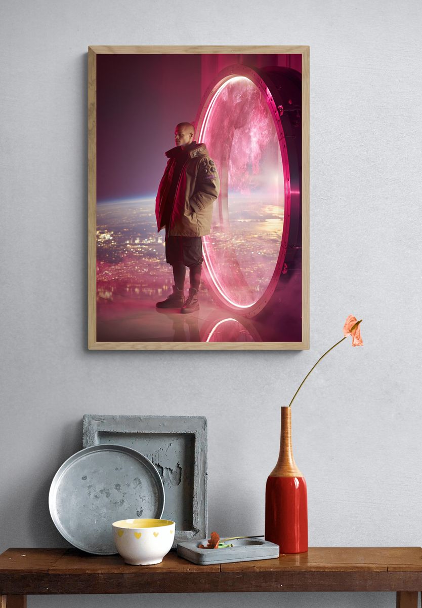 Neon Portal Portrait Poster. — room view 3
