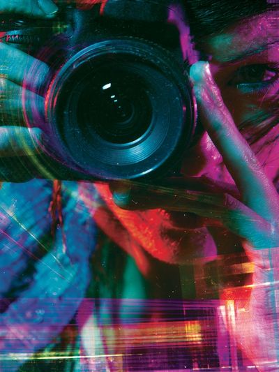 Neon Photographer Portrait Print.