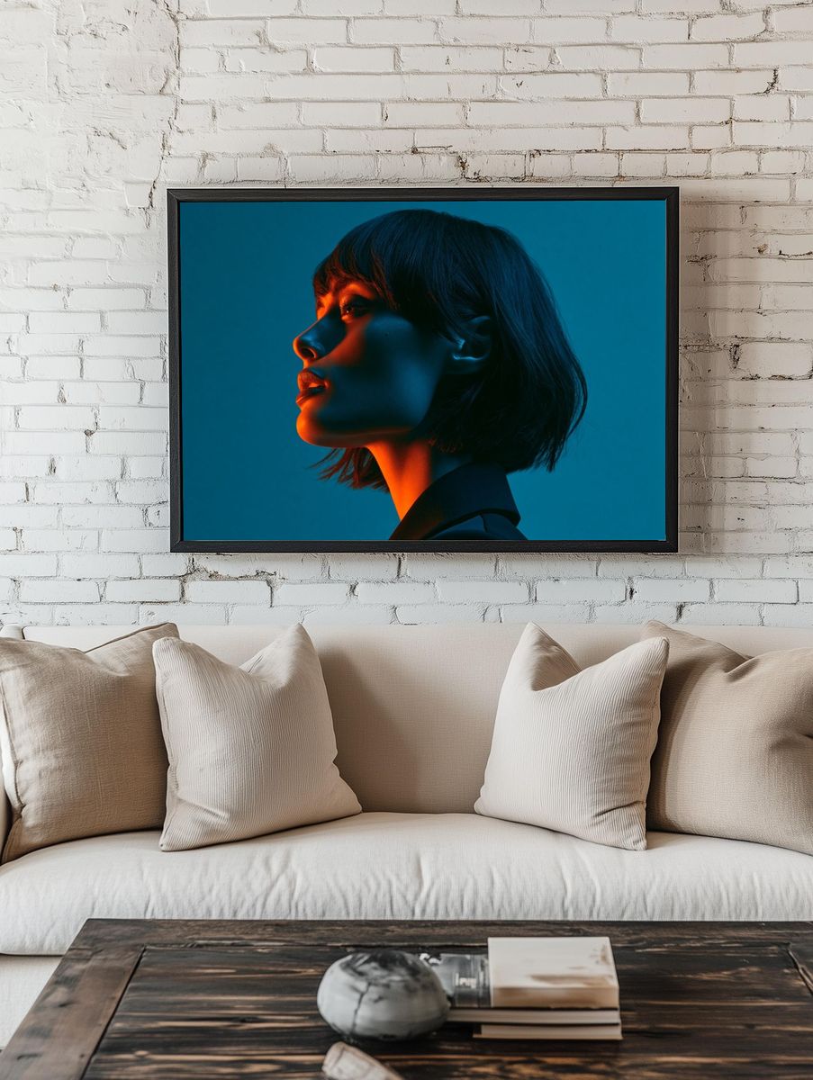 Neon Profile Portrait Print. room preview