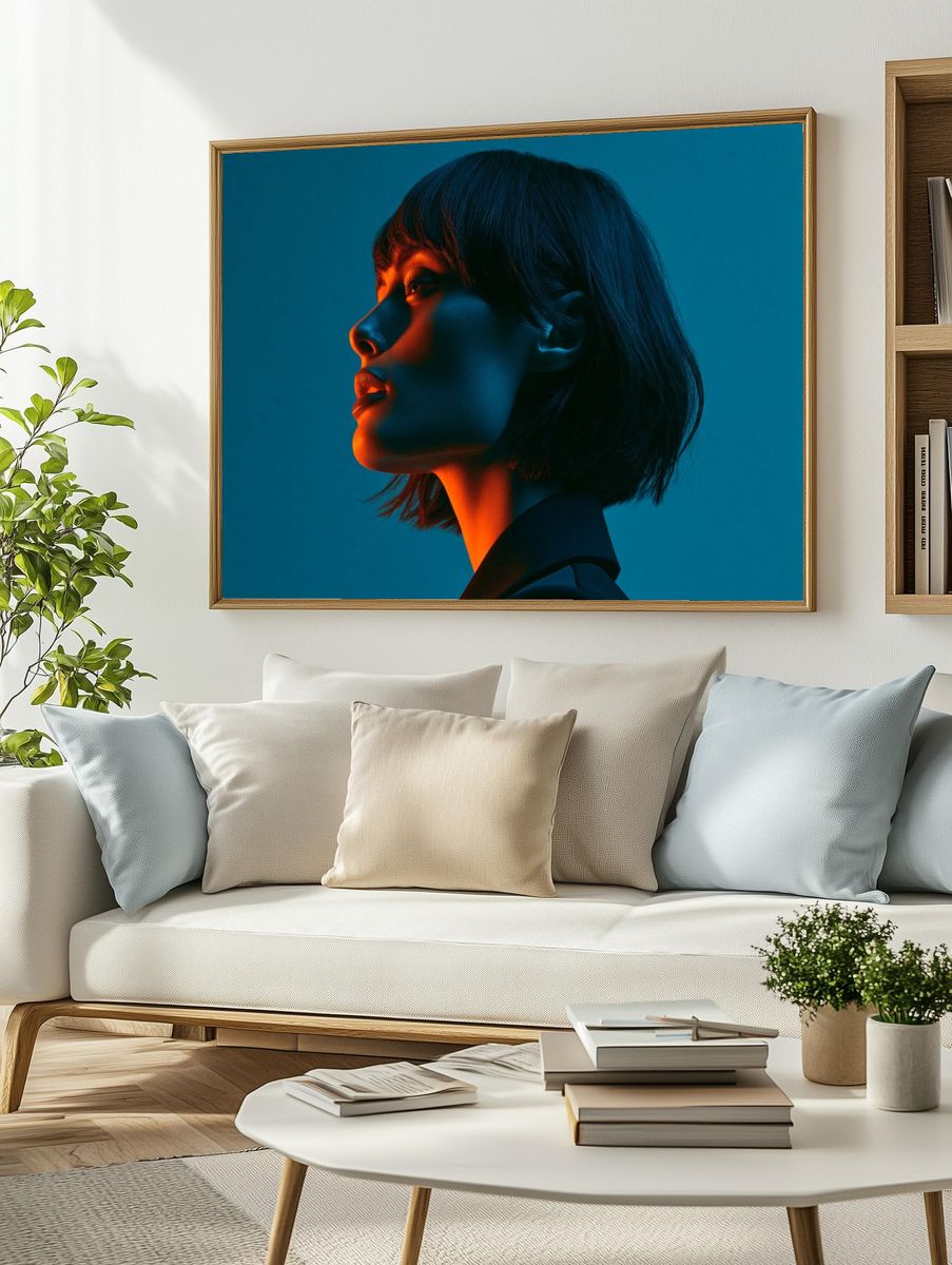 Neon Profile Portrait Print. — room view 2