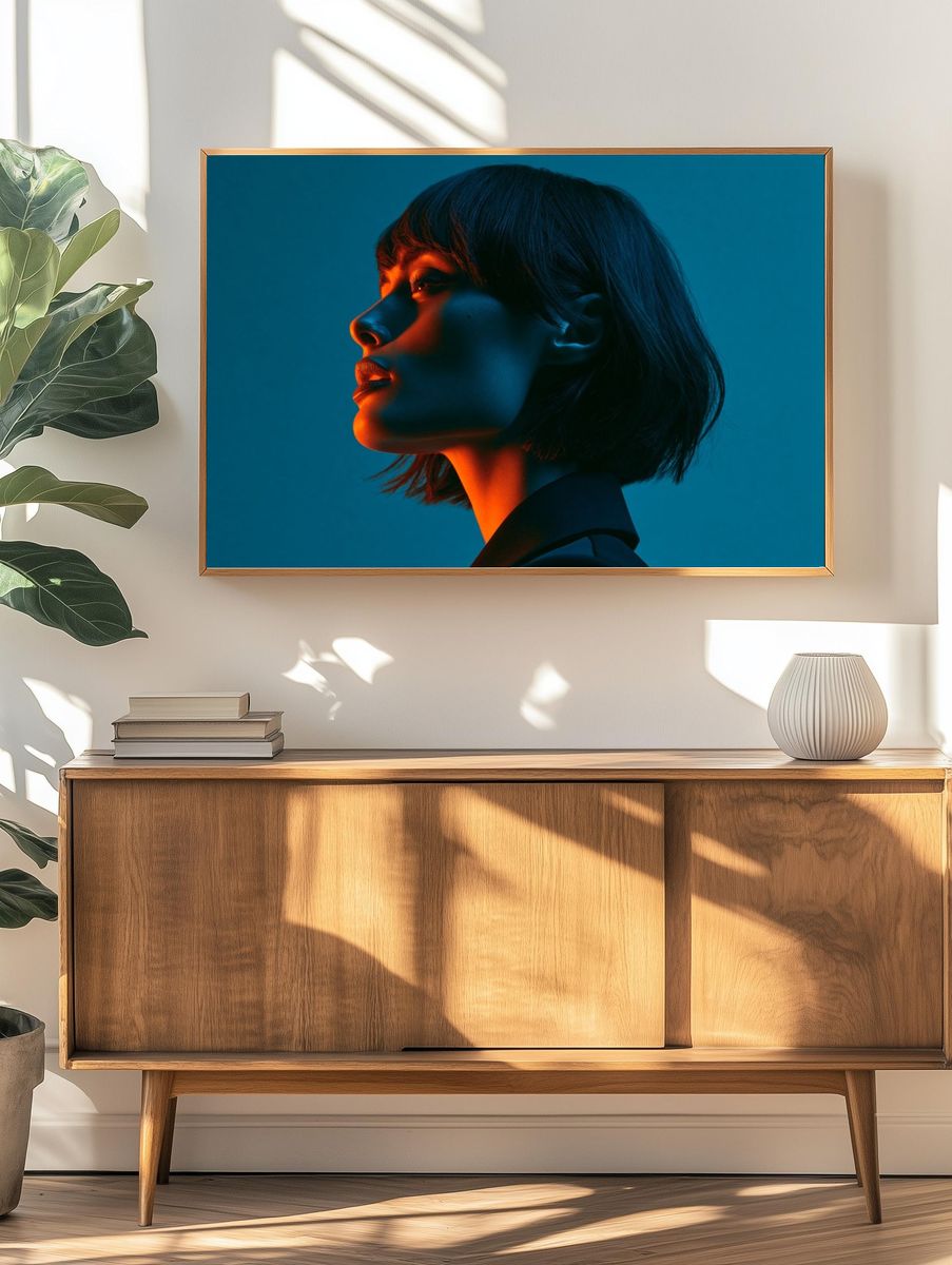 Neon Profile Portrait Print. — room view 3