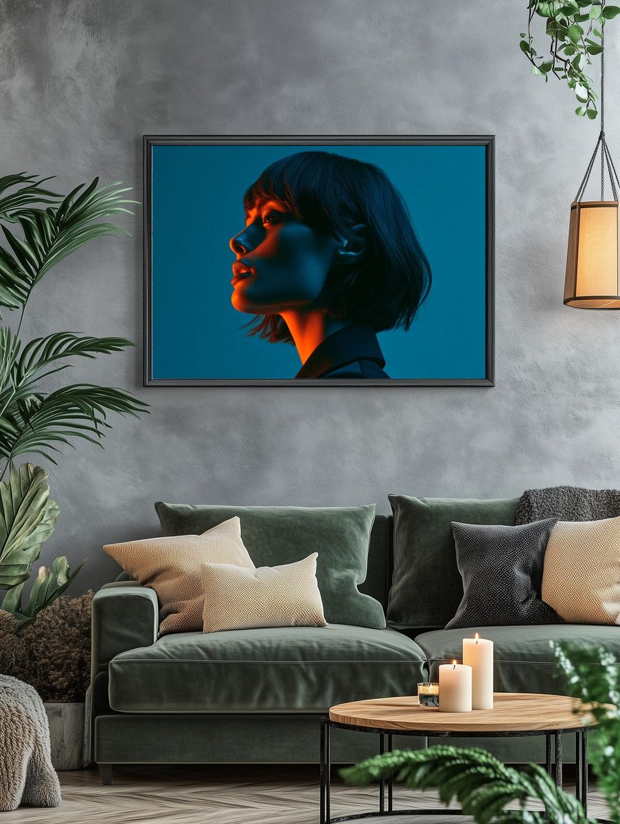 Neon Profile Portrait Print. — room view 4