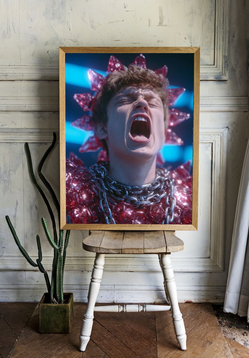 Neon Scream Portrait Print. room preview