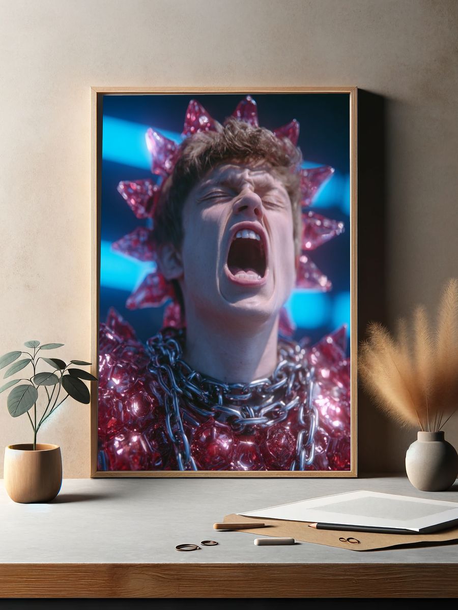 Neon Scream Portrait Print. — room view 2