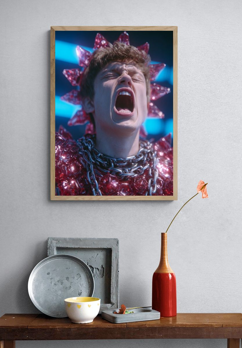 Neon Scream Portrait Print. — room view 3