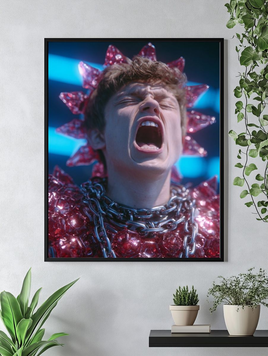 Neon Scream Portrait Print. — room view 4