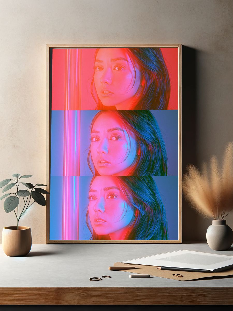 Neon Portrait Triptych Print. — room view 2