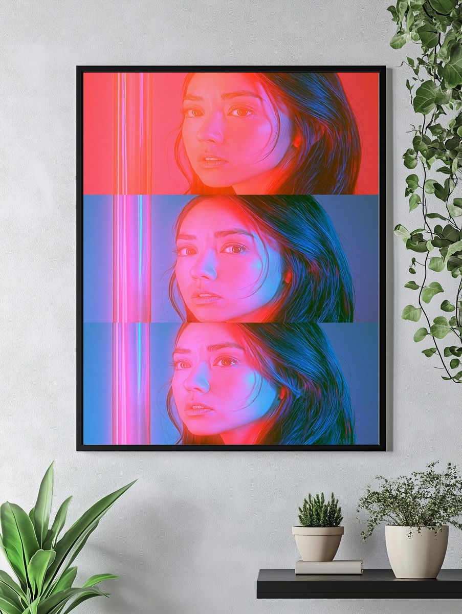 Neon Portrait Triptych Print. — room view 4