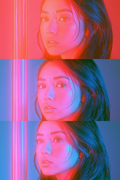 Neon Portrait Triptych Print.