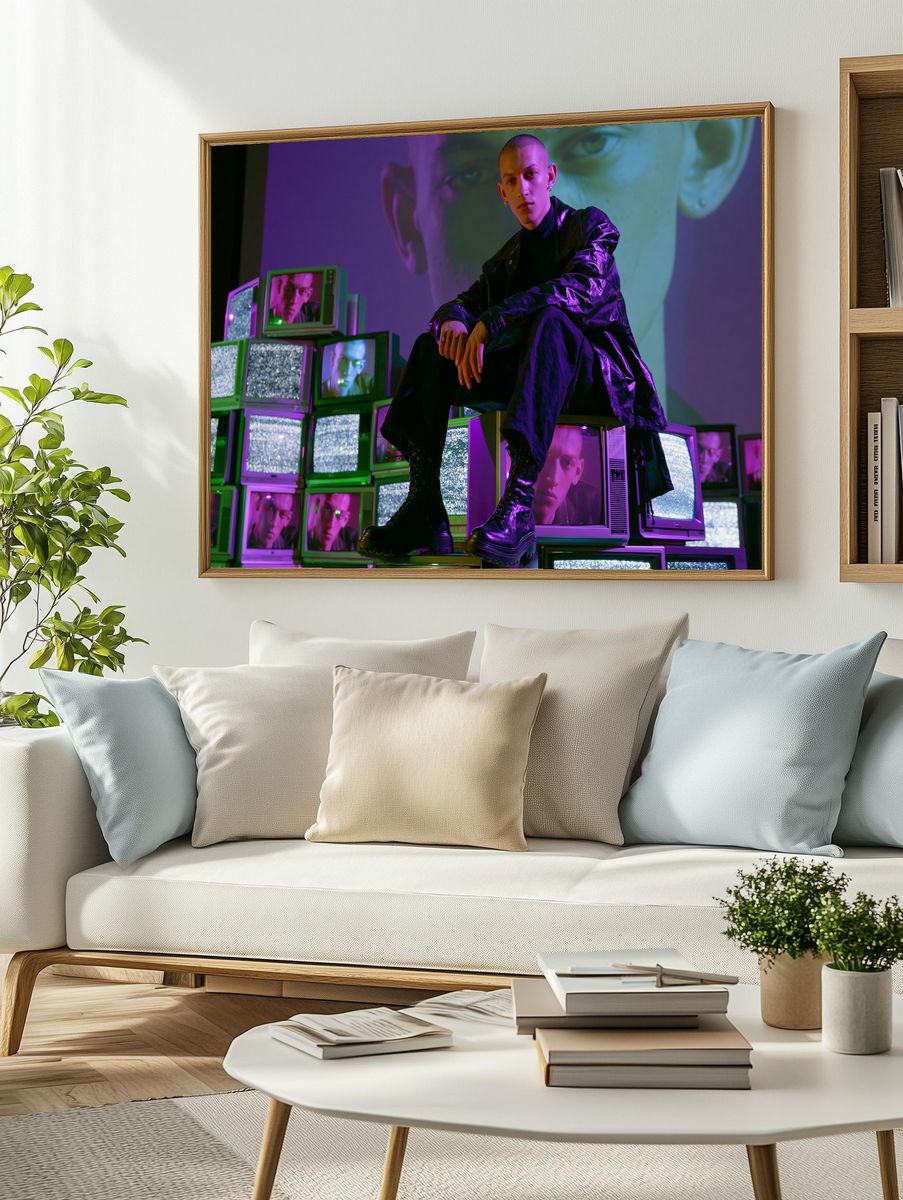 Neon Portrait TV Stack Poster. — room view 2