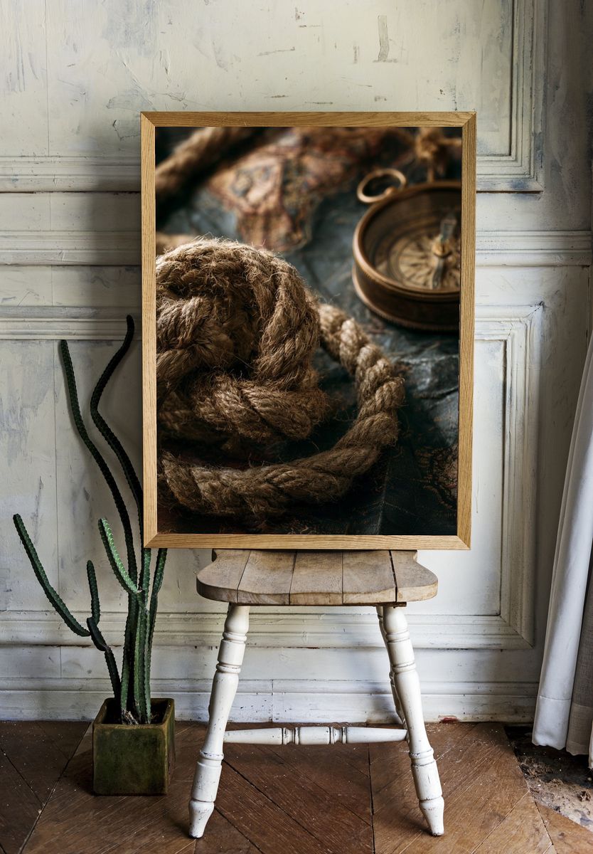Nautical Rope and Compass Photography Poster. room preview