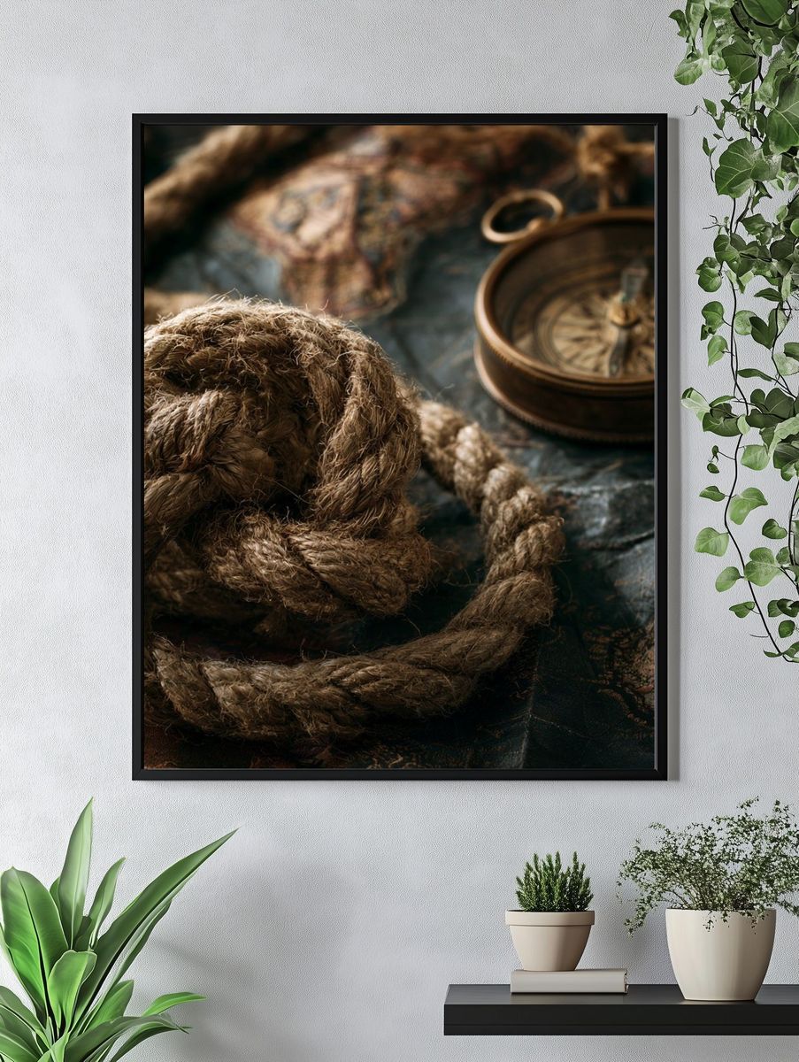 Nautical Rope and Compass Photography Poster. — room view 4
