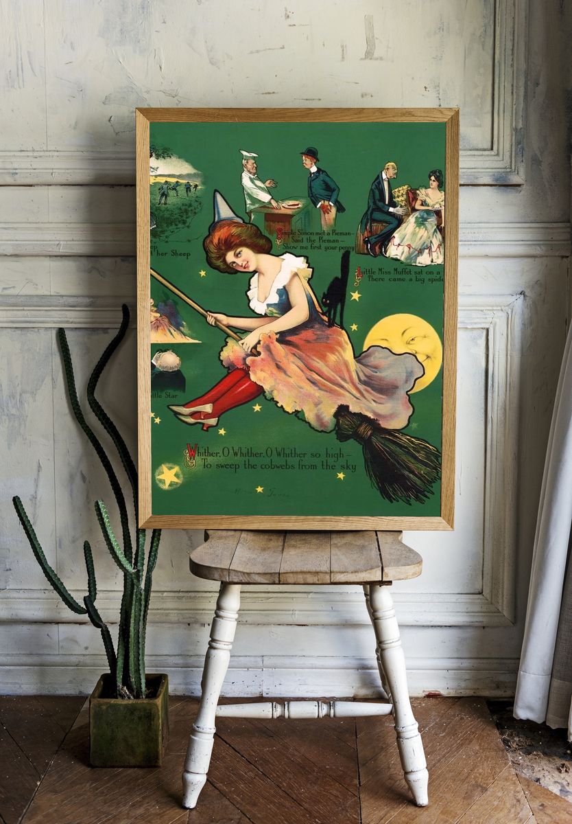 Whimsical Nursery Rhyme Illustration Poster. — room view 1